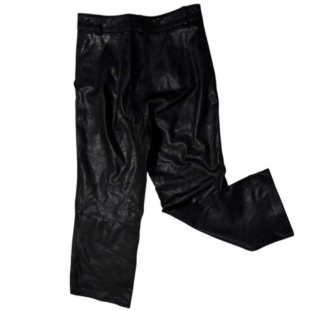 ENVELOPE 1976 Women’s Black Faux Leather Straight- Leg Pants - Picture 2 of 16
